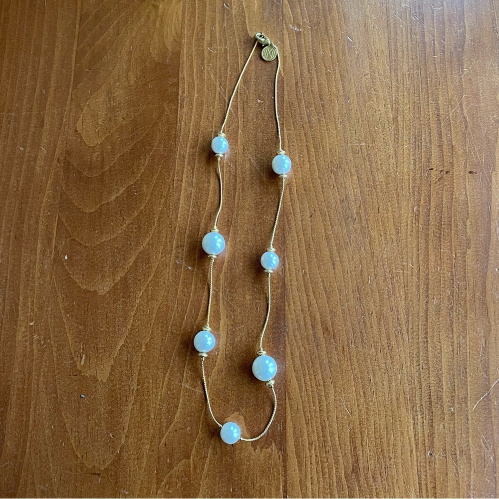 Vintage Anne Klein Adjustable Gold-tone and Faux Pearl Necklace
